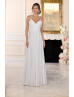 Beaded Straps Ivory Pleated Chiffon Backless Wedding Dress